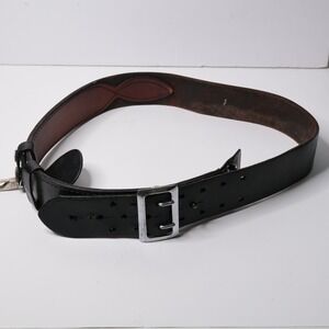 Safariland 42 MDL 88 Black Leather Police Duty Belt Double Prong Buckle Vintage